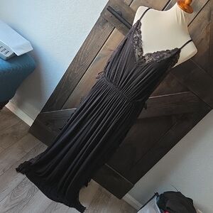 Victoria's Secret Black Lace Maxi Night Gown XL Open Sides Lace